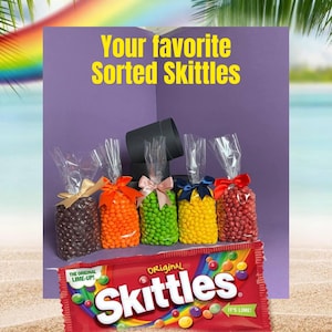 SORTED SKITTLES, Skittles, Strawberry Skittles, Grape Skittles, Original Skittles Candy, Candy Bar, Yellow Candy, Lime Skittles, Unique gift