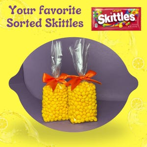 Lemon Skittles Gift Box: Sorted Yellow Candy, Party Favors (9.2 oz Bag w/Bow)