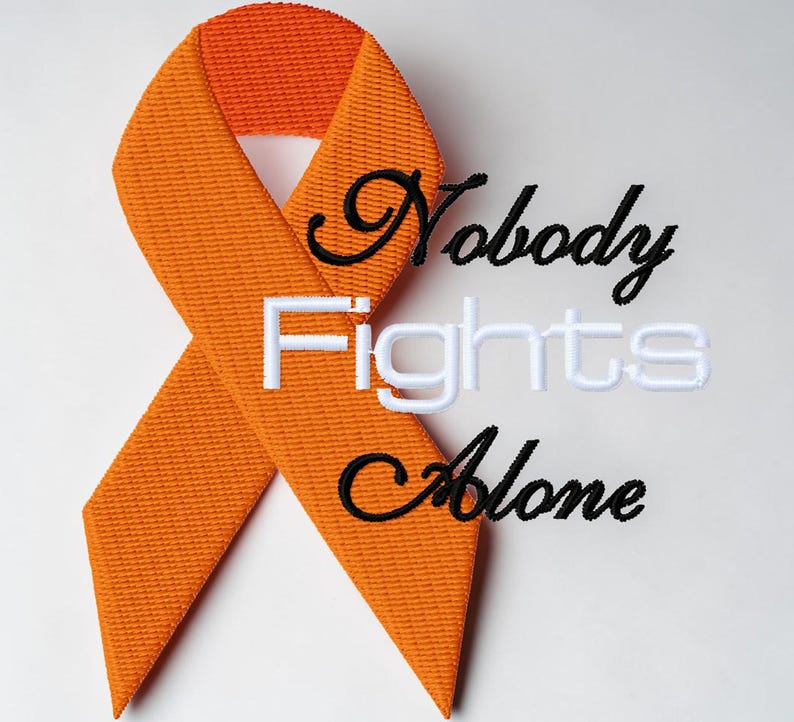 Nobody Fights Alone Embroidery Design, Leukemia Support Ribbon ...