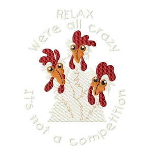 Relax chickens&#39; embroidery design Machine embroidery design, Digital download