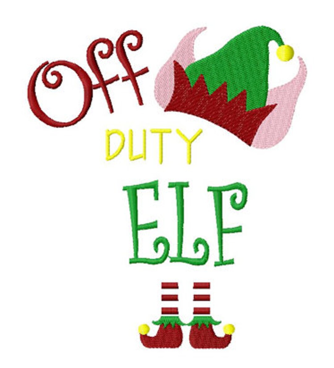 Off Duty Elf Machine Embroidery Design 3 Sizes - Etsy