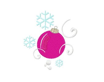 Diseño de bordado de bola navideña rosa: Bordado a máquina (descarga digital)