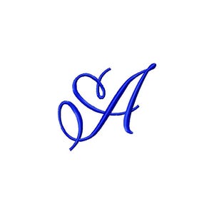 May include: A blue cursive letter A.
