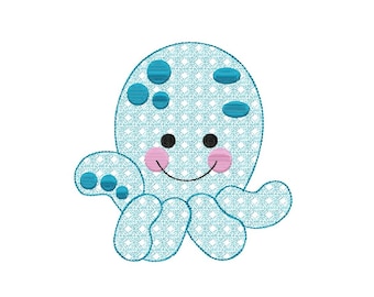 Octopus Embroidery Design: Machine Embroidery, 2 Sizes (Digital Download)