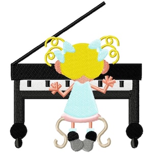 Stick kid Olya&#39;s piano recital embroidery design, Machine embroidery design, Digital download