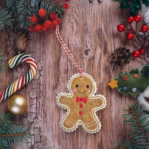 Gingerbread Man Christmas Ornament Embroidery Design: In The Hoop (Digital Download)