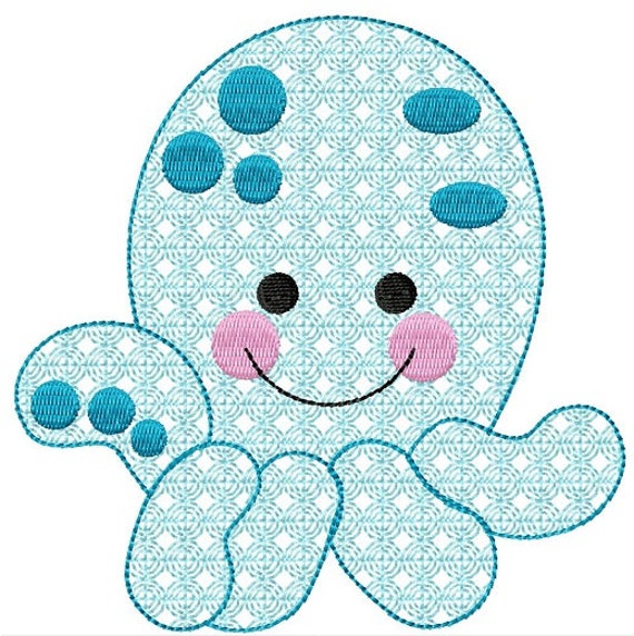 Octopus Machine Embroidery Design 2 Sizes - Etsy