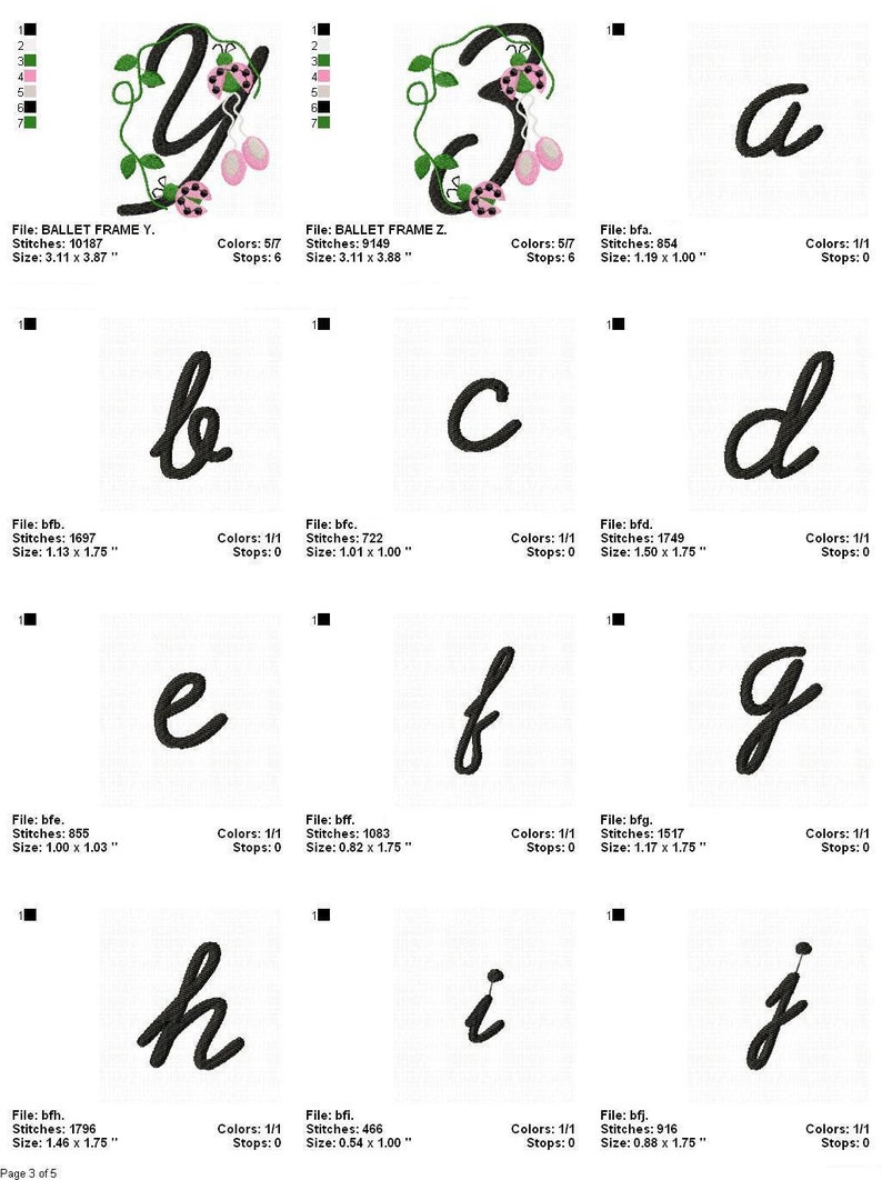 Ladybug Cursive Ballet Ladybug Font Embroidery Design Set (digital Download) Commercial ...