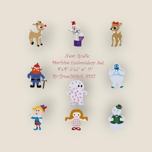 Brand new Rudolph the reindeer machine embroidery set 3  sizes plus Mr and Mrs Santa machine embroidery design, digital download