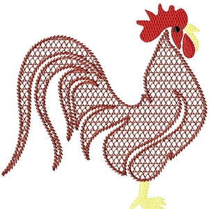 Rooster 2  farm life machine embroidery design 5 sizes