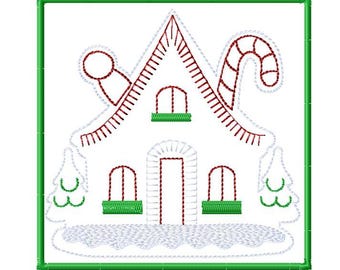 Gingerbread House Mug Rug Embroidery Design: Christmas Coaster (Digital Download) Includes PES