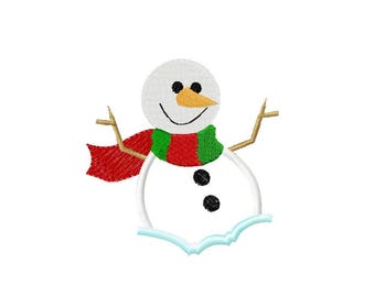Snowman Applique Machine Embroidery Design (Digital Download)