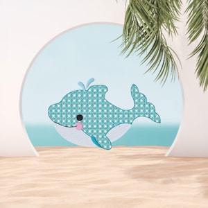 Teal Whale 2 embroidery design 2 sizes, Machine embroidery design, Digital download