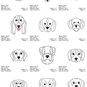 Pets set 1 machine embroidery dog faces machine embroidery design, digital download