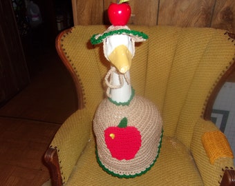 Apple Goose Geese Outfit Crochet Garden Statue Clothes Outdoor Fruit Orchard Lawn Goose Outfit