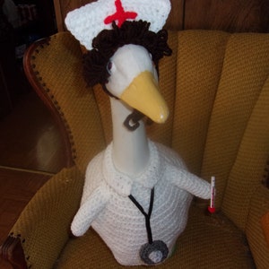 Nurse Goose Geese Outfit Crochet Goose Clothes Outdoor Garden Statue Outfit Geese Dress