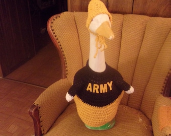 ARMY West Point Goose Geese Outfit Lawn Goose Clothes, Crochet Outfits Garden Statue Dress Outdoor Decor Patio Decor
