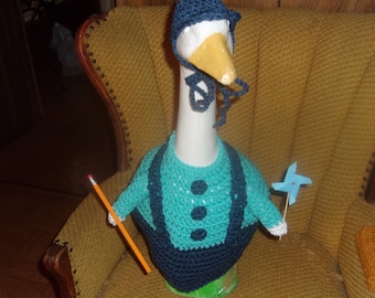 School Boy Goose Geese Outfit Crochet Lawn Geese Clothes Garden Statue Dress