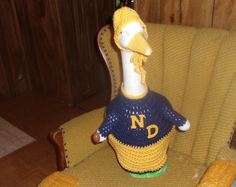 Notre Dame Football Goose Geese Outfit Crochet Lawn Goose Clothes Garden Statue Dress Patio Decor
