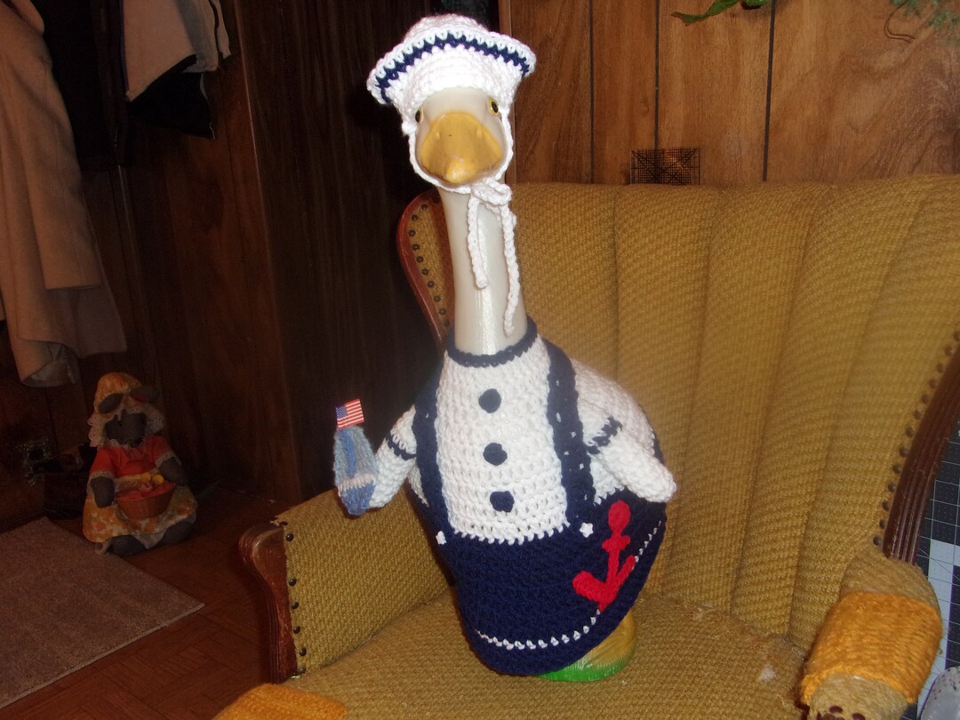 Sail Away Boy Goose Geese Outfit Crochet Lawn Goose Outfit Lawn Geese