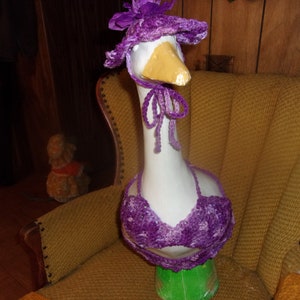 Bikini with Flower Purple Goose Geese Outfit Crochet Lawn Goose Clothes Outdoor Garden Yard Decor
