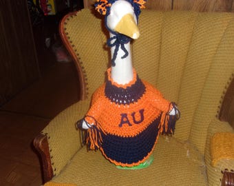 Auburn University Cheerleader Goose Outfit Crochet Yard Decor Lawn Goose Clothes Yard Decoration Garden Statue