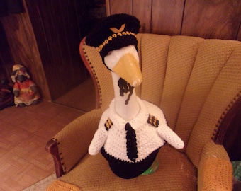 Pilot Goose Geese Outfit Crochet Lawn Goose Clothes Yard Art Garden Statue Dress