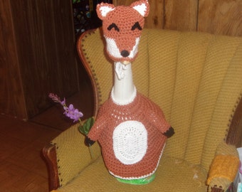 Fox Goose Geese Outfit Crochet Lawn Geese Clothes Outdoor Garden Statue Dress Goose Attire Yard Art Porch Goose