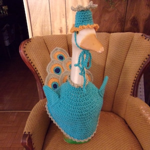 Peacock Goose Geese Outfit Crochet Dress Lawn Goose Clothes Garden Statue Clothing