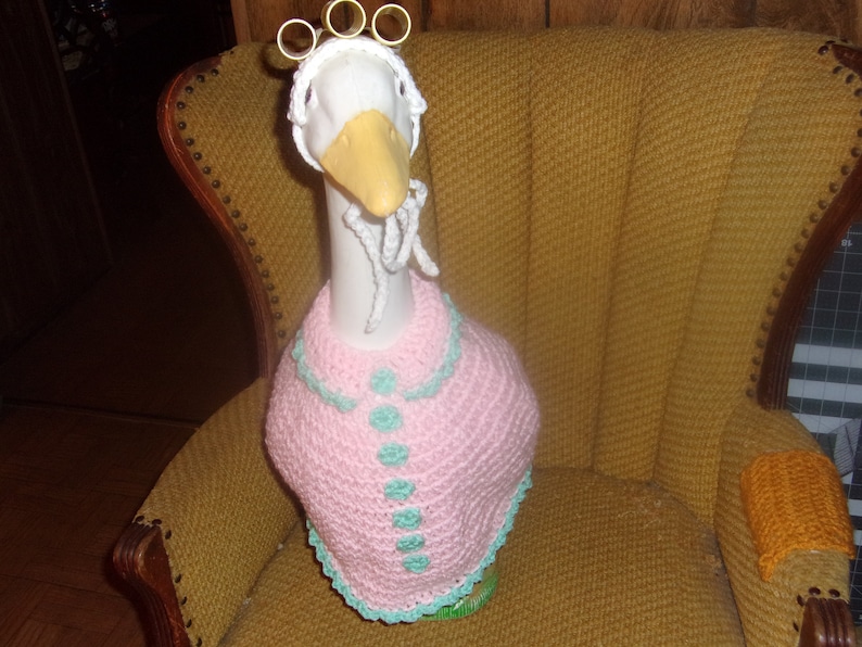 Mom Goose Pink Geese Outfit Crochet Lawn Goose Clothes Garden Etsy