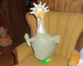 Lady Liberty Goose Geese Outfit Crochet Lawn Goose Clothes Garden Statue Decor Patio Decor