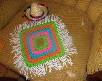 13" Mexican Poncho Goose Geese Outfit  with Sombrero Goose Geese Crochet Crochet Outfits Lawn Goose Clothes Outdoor Porch Goose