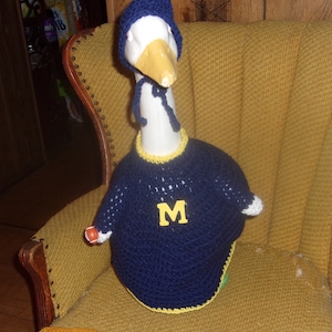Michigan Football Goose Geese Outfit Crochet Lawn Goose Clothes Outdoor Patio Yard Decor