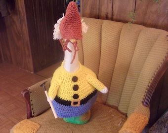 Garden Gnome Girl Goose Geese Outfit Crochet Lawn Goose Clothes Outdoor Garden Statue Yard Decorations