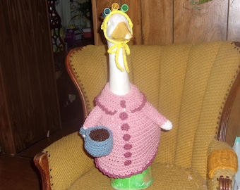 Morning Coffee Mom Goose Geese Outfit Lawn Goose Clothes Outdoor Garden Statue Decor Yard Decoration Patio Porch Goose Outfit