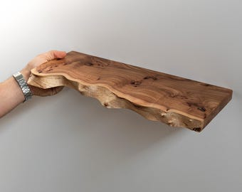Raw Edge Rustic Wood Shelf | Live Edge Floating Shelf | Wall mounted wood shelf | Rustic wall shelf for apartment decor | Primitive shelf