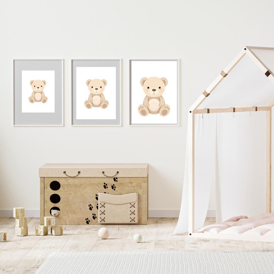 Nursery Wall Art Set of 3 – Neutral Baby Animal Prints – Printable Kids ...