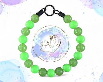 Beaded Dog Collar | Necklace, Lime Green,  Handmade Slip-On Dog Collar, Custom Size Pet Collar