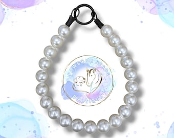 White Pearl Beaded Dog Collar | Handmade Slip-On Pet Necklace