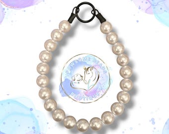 Cream Pearl Beaded Dog Collar | Slip-On Pet Necklace, Custom Size