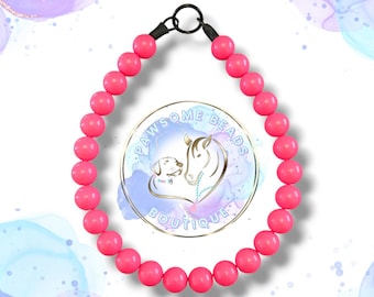 Pink Beaded Dog Collar | Slip-On Necklace, Acrylic Gumball Beads, Custom Pet Jewelry