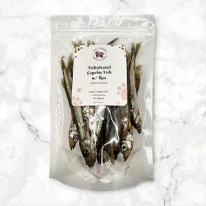 Dehydrated Capelin Fish w/ Roe Treats for Dogs/Cats - Single Ingredient, All-Natural, High Protein, Omega-3 Rich, Bone/Muscle/Immune Health