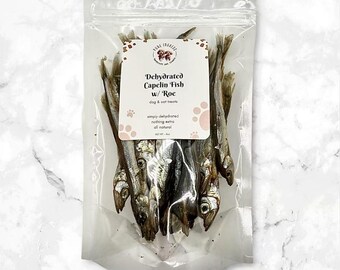 Dehydrated Capelin Fish Treats with Roe: All-Natural Dog & Cat Snacks