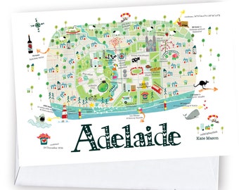 Adelaide South Australia Map GREETING CARD