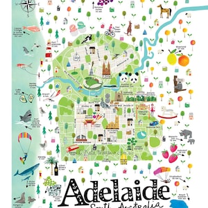 Mapa de la ciudad de Adelaida, Australia del Sur, PAÑO DE COCINA, Capital australiana, Adelaida, Impresión artística, Regalo, Decoración