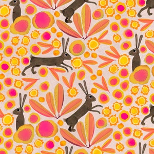 Rabbit Floral POSTCARD Snail Mail Animal Gift Pattern Hare Bunny Flowers Post