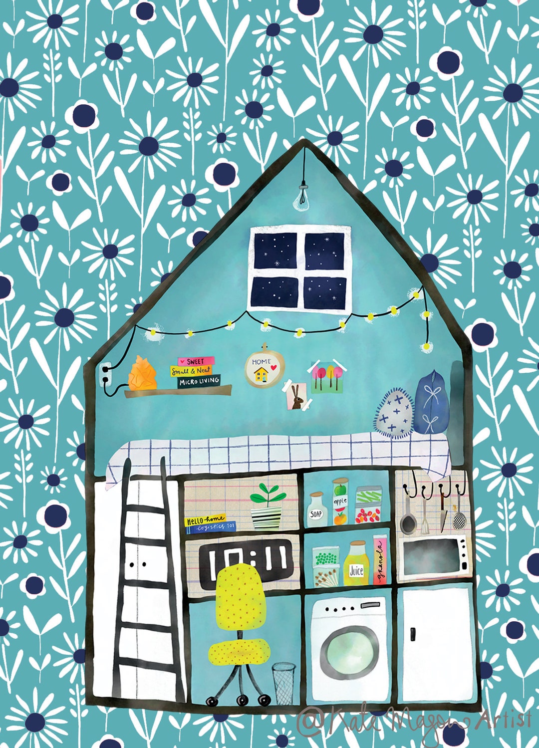 Micro Living POSTCARD Tinystudio Tiny Home Postcard New Home Snail Mail ...