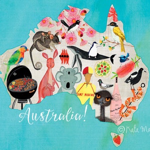 Carte postale australienne Icônes australiennes Carte postale australienne Australie Voyage Australie Faune Australie Floral