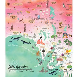 Mapa del estado de Australia del Sur PAÑO DE COCINA Mapa del sur de Australia Decoración de regalo