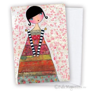 Gestreifte Mädchen Mixed Media GRUSSKARTE